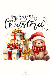 Christmas Scene Bear with Gifts Sublimation PNG Designs