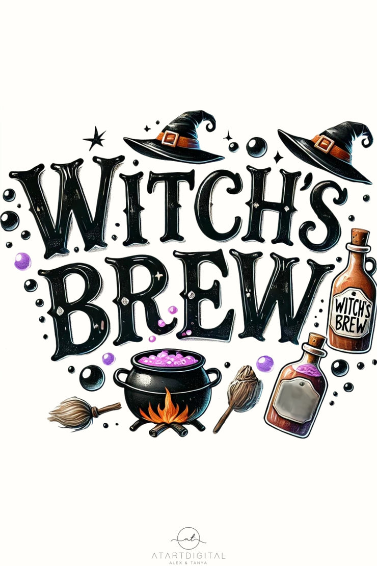 Witch's Brew PNG, Retro Designs for Shirts & Tumblers, Funny Halloween DTF PNG, Instant Download, Printable Halloween Quotes