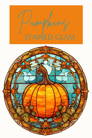 Fall Pumpkins Stained Glass Clipart
