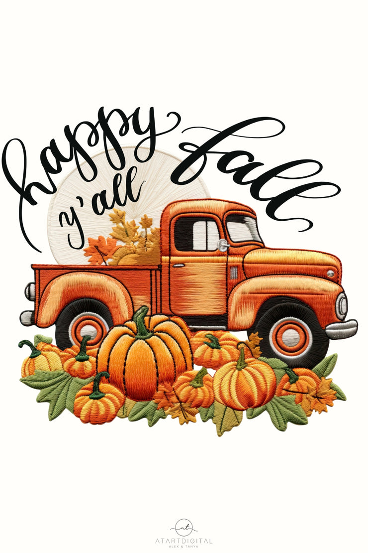 Happy Fall Y'all Truck PNG Instant Sublimation Download