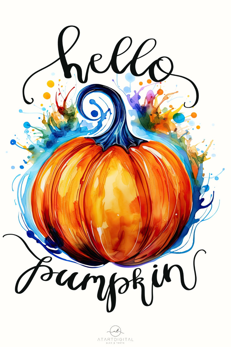 Hello Pumpkin PNG Digital Download Fall Quote Thanksgiving