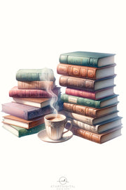 Coffee & Books Minimalist Art Print