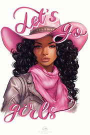 Pink Retro Western Black Cowgirl