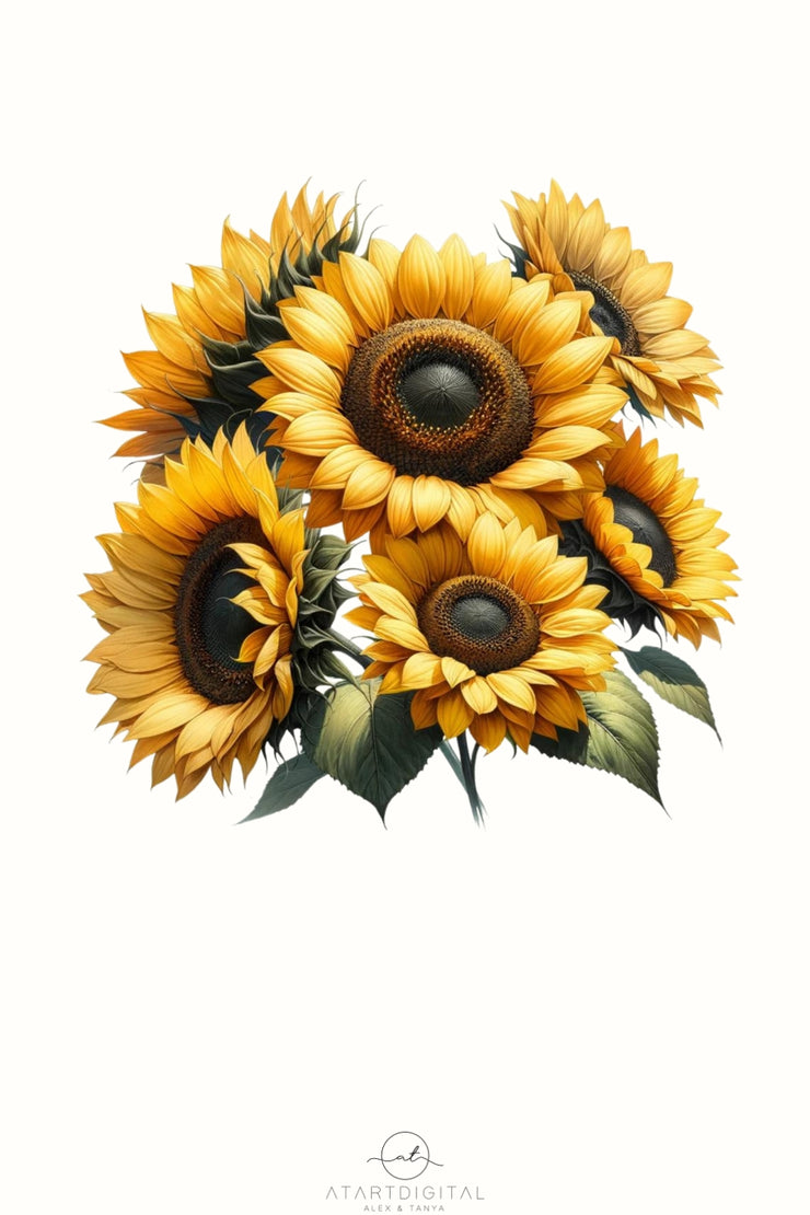 Summer Sunflower Sublimation Design, Printable Art