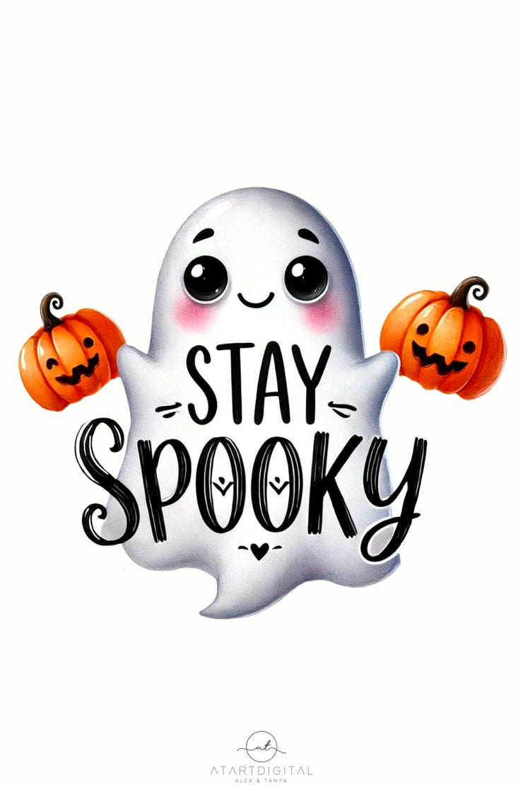 Stay Spooky, Retro Spooky Ghost PNG Design, Digital File Download, Retro Halloween Shirt Design, Halloween Sweatshirt Digital Download