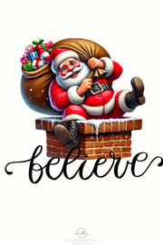 Believe PNG Digital Download, Christmas Digital Print for Crafting Projects, Santa Claus PNG Design for Card Making, Funny Christmas