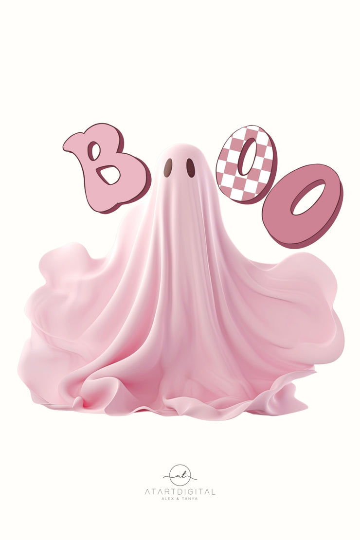 Cute Pink Halloween Ghost Digital Design