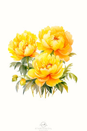 Yellow Peonies PNG Digital Download