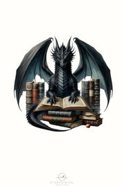 Bookish Dragon PNG Digital Download