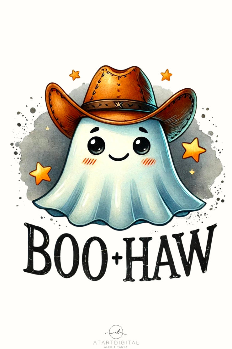 Boo Haw Png Instant Download, Funny Halloween Printables, Cowboy Hat Png & Halloween Shirt, Sublimation Designs, Transparent