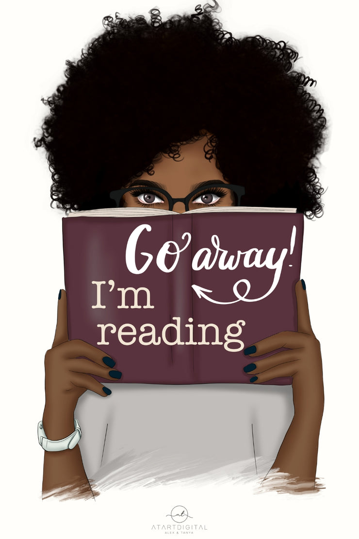 Go Away I'm Reading Afro Woman Png Instant Download Sublimation Designs