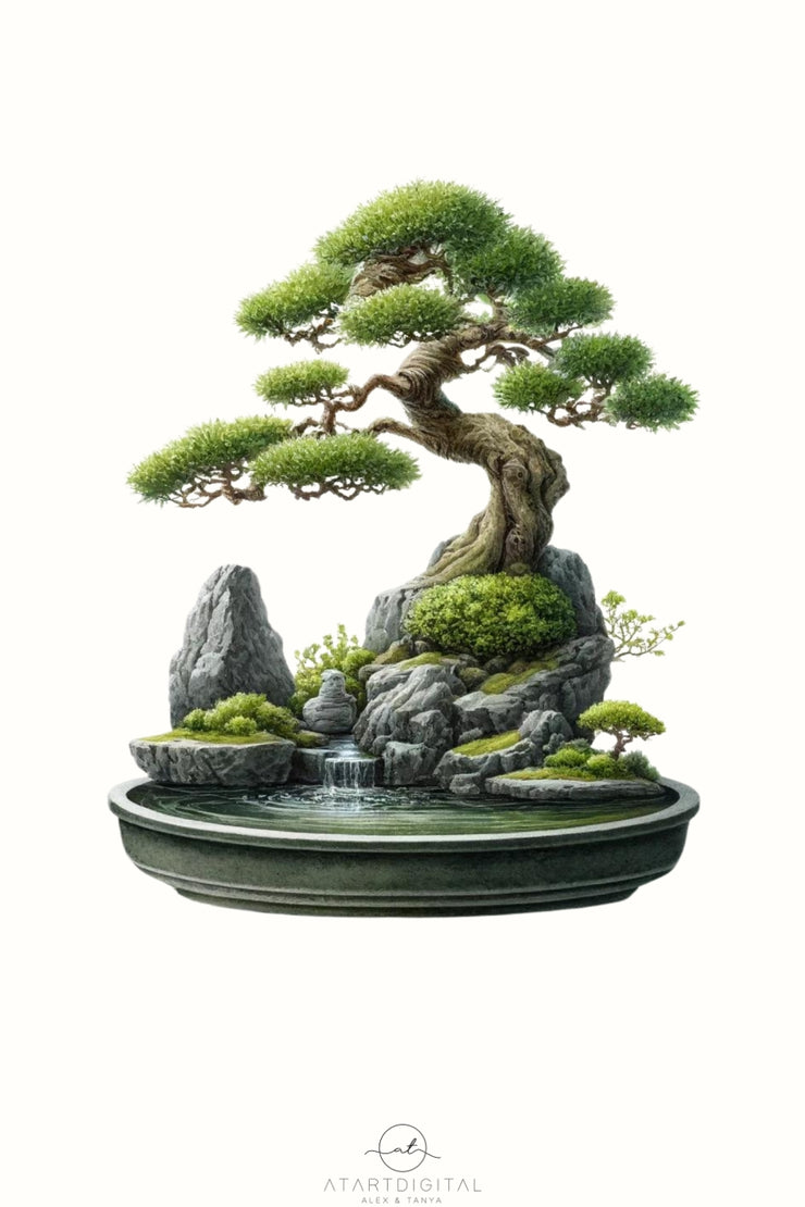 Bonsai Tree Sublimation Print, PNG Digital Downloads for Crafting, Botanical PNG Design, Transparent, Bonsai Tree PNG, Bonsai Shirt Designs