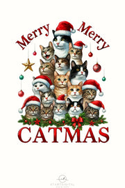 Catmas Sublimation Print, Transparent PNG Design for POD