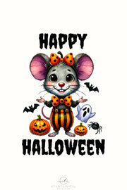 Happy Halloween Mouse PNG, Digital Print for Cards and Crafts, Retro Halloween, Design for T-Shirts and Sublimation, Digital Download