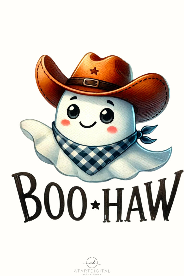 Boo Haw, Country Halloween Cowboy Ghost Shirt, Digital Download PNG, Cute Ghost Western, Sublimation File, Retro Halloween