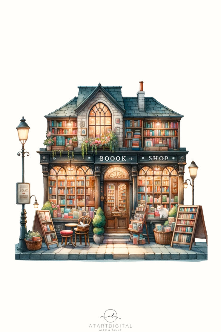 Book Shop | Sublimation Book Illustration for Planner Stickers | Instant Download