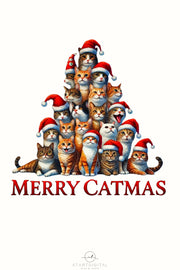 Merry Catmas PNG Designs for Crafting, Cute Cats Digital Downloads, Funny Christmas Cats Digital Prints for Card Making, Sublimation Print