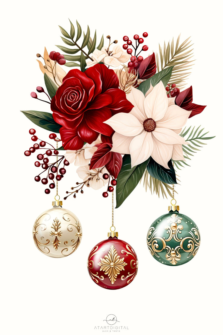 Winter Flowers Christmas Ornaments