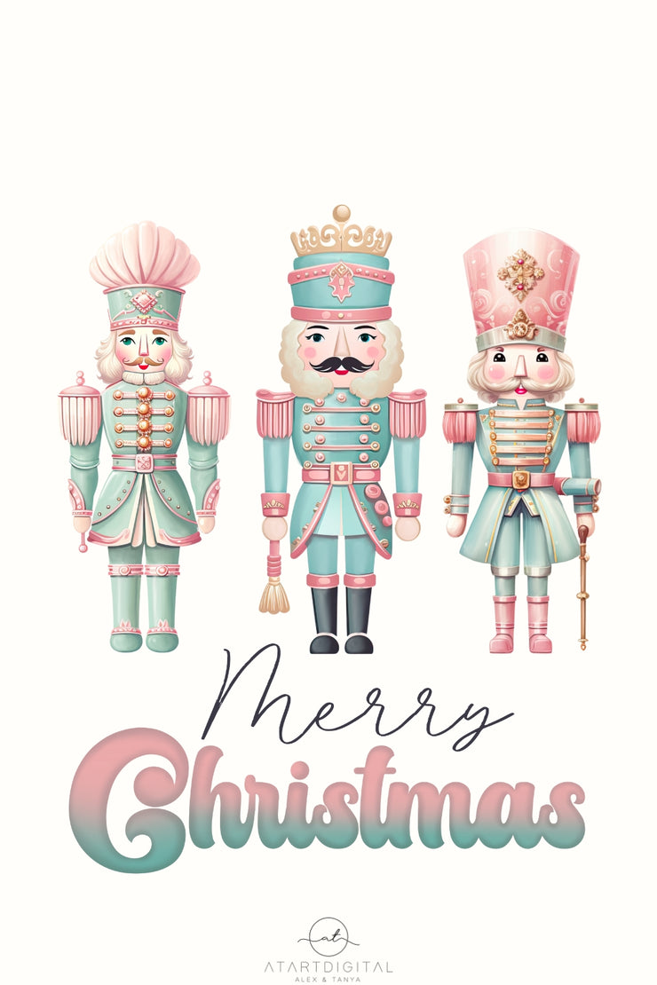 Blue Christmas Nutcracker PNG, Pastel Winter Graphics for T-Shirts, Mugs, Pillows