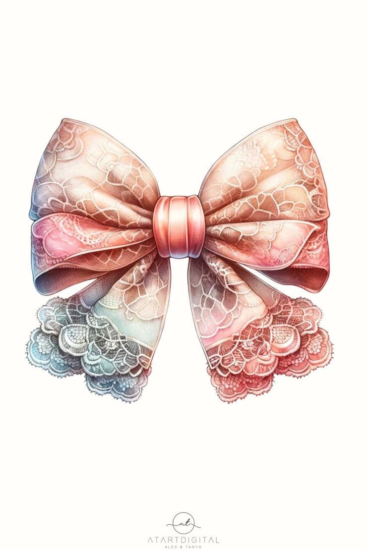 Lace Bow Sublimation Print, Coquette Aesthetic PNG