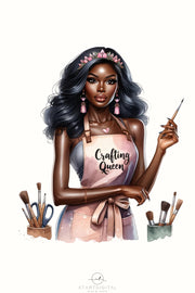 Crafty Lady, Sublimation Art, Crafting Queen Stickers, Black Girl, Boss Babe, Printable Sticker