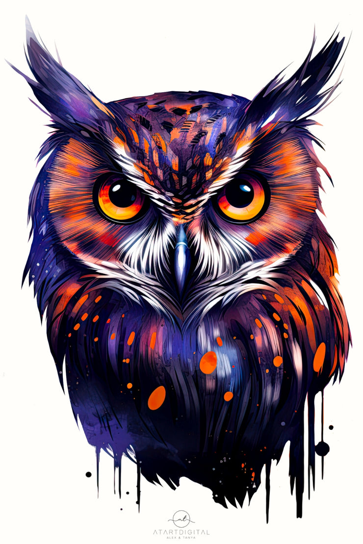 Purple Owl PNG Sublimation Instant Download