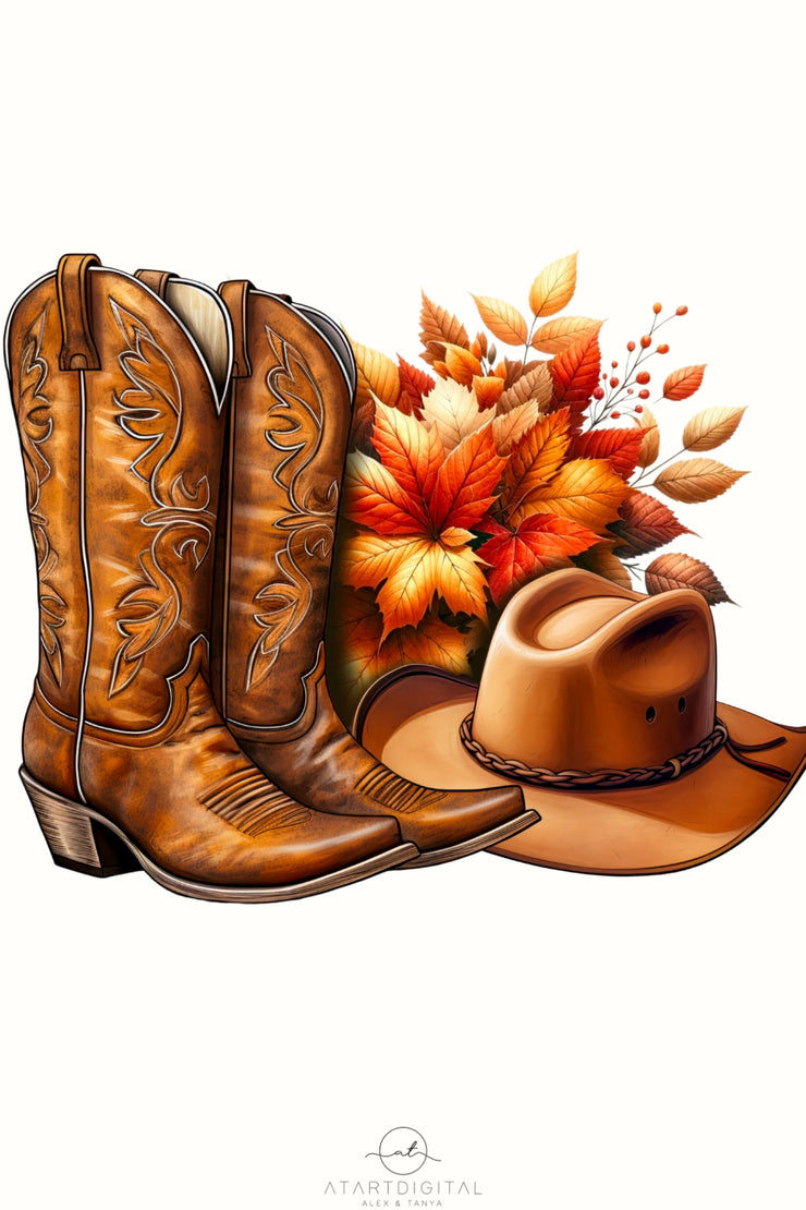 Cowboy Autumn Sublimation Prints, Western PNG Designs