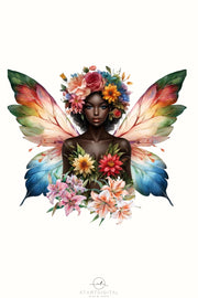 Floral Fairy Melanin & Black Girl PNG