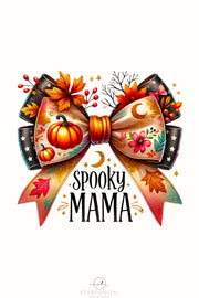 Spooky Mama PNG Digital Print, Sublimation Designs for T-shirts & Cards, Autumn Bow, Mama Sublimation, Thanksgiving, Coquette, Transparent