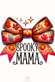 Spooky Mama Sublimation Designs, Halloween PNG for Coquette & Gothic Girly Projects, Autumn Mom, Bow PNG, Shirt, Fall Crafting