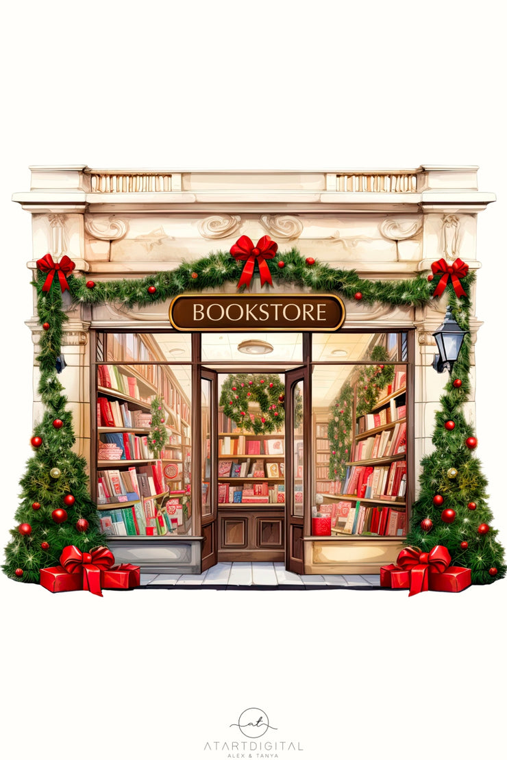 Christmas Bookstore - Book Illustration