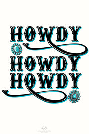 Gemstone Howdy Png Sublimation Design - Instant Download for DIY Tshirt Printing, Turquoise Western Howdy Digital