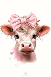 Little Pink Cow PNG Digital Download for Sublimation