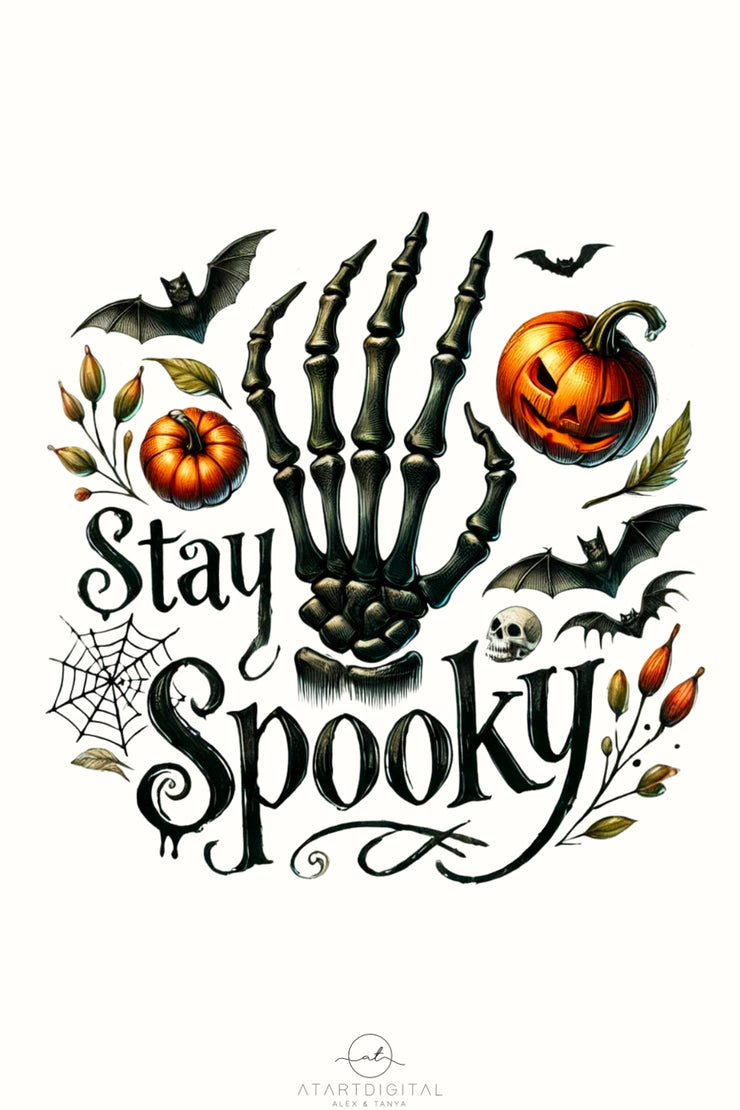 Stay Spooky PNG, Skeleton Hands, Transparent Designs, Halloween Tshirt Designs