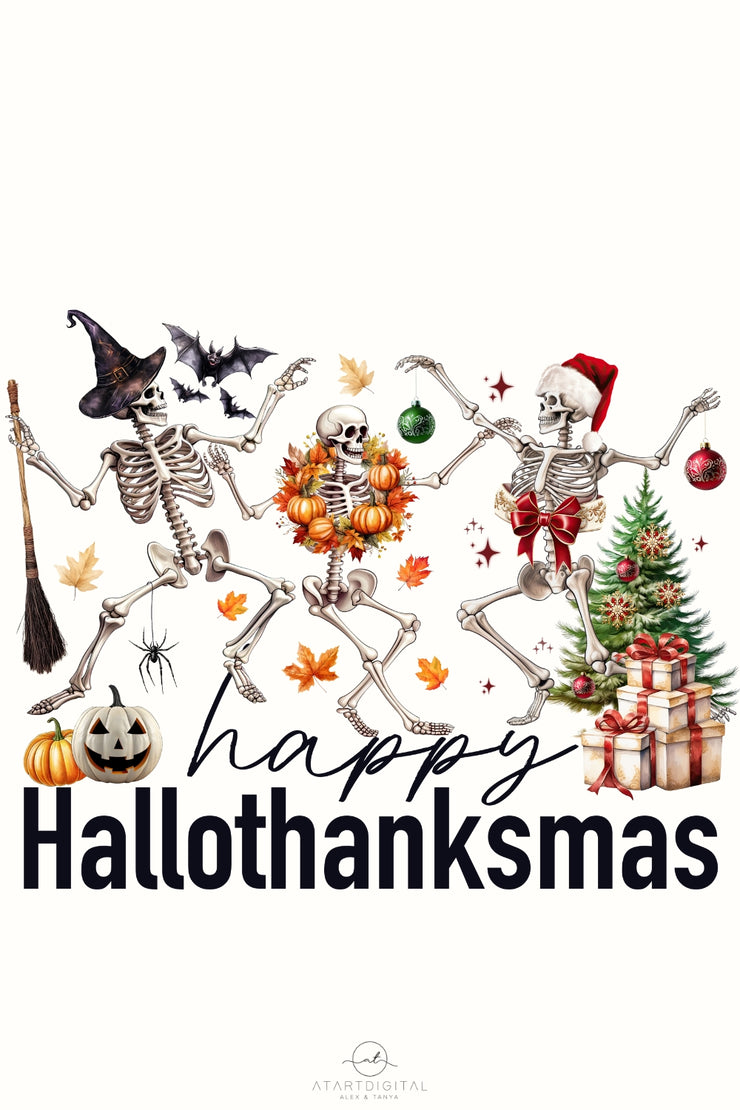 Happy Hallothanksmas PNG Digital Download for Sublimation Designs