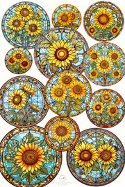Sunflowers Stained Glass Clipart