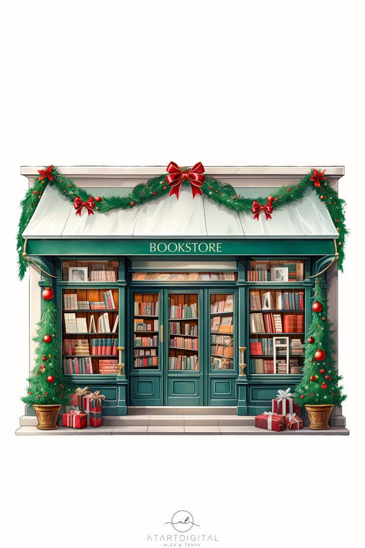 Christmas Bookstore, Merry Christmas, Books PNG Designs for Book Lovers