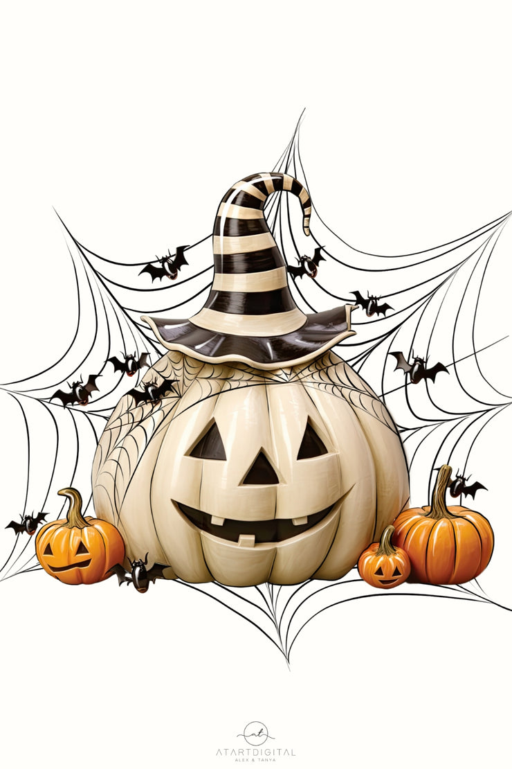 Scary Pumpkin Lantern, Fall Sublimation PNG, Jack O' Lantern for T-Shirt Design