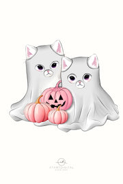 Ghost Kitten PNG Sublimation Designs for Spooky Season