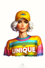 Rainbow Girl, Printable Art, Unique Girl Sublimation Design, Love is Love Instant Download