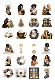 Christmas Digital Fashion Clipart Bundle, Holiday Glam Clipart