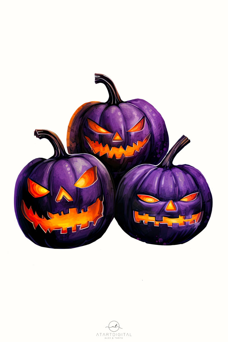 Purple Pumpkins Sublimation Designs