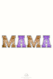 Mama Faux Sequin, Embroidered Letters