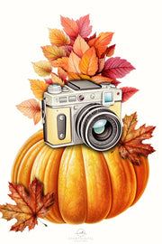 Autumn Camera Png Sublimation Designs, Vintage Camera