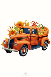 Fall Truck with Pumpkins PNG