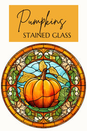 Fall Pumpkins Stained Glass Clipart