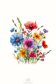 Spring Wildflower PNG: Digital Floral Illustration for Sublimation Design