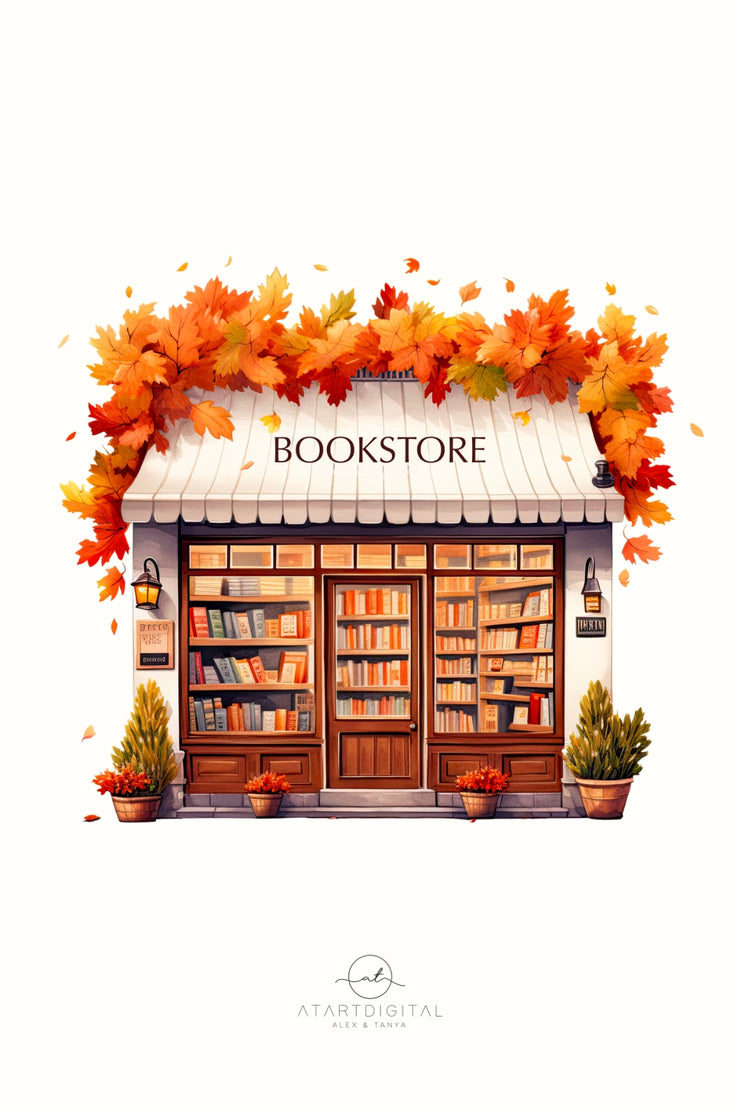 Cozy Autumn Bookstore PNG Sublimation