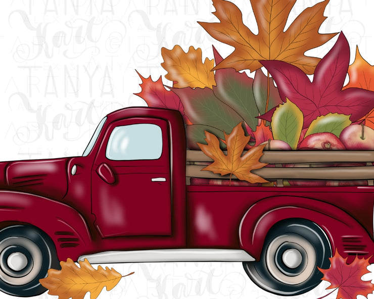 Red Fall Truck Png Digital Download for Sublimation