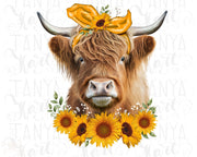 Cow With SunFlowers Png For Sublimation